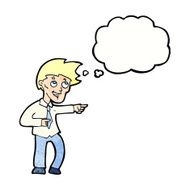 cartoon funny office man pointing with thought bubble N11