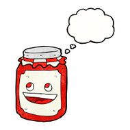 cartoon jar of preserve with thought bubble N3