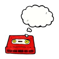 cartoon cassette tape with thought bubble N5