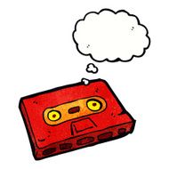 cartoon cassette tape with thought bubble N6