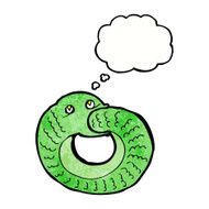 cartoon snake eating own tail with thought bubble N7