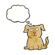 cartoon happy dog with thought bubble N85