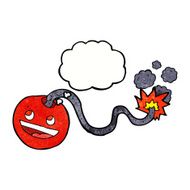 cartoon burning bomb with thought bubble N5
