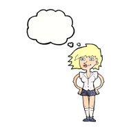 cartoon woman with hands on hips thought bubble N219