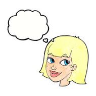 cartoon happy female face with thought bubble N188