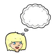cartoon happy female face with thought bubble N189
