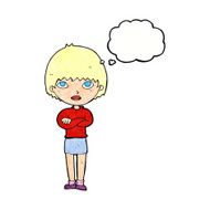 cartoon woman with crossed arms thought bubble N44