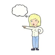 cartoon woman pointing with thought bubble N214