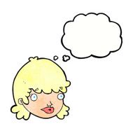 cartoon female face with thought bubble N151
