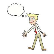 cartoon stressed man with thought bubble N67