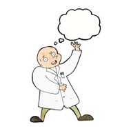 cartoon mad scientist with thought bubble N11