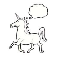 cartoon unicorn with thought bubble N42