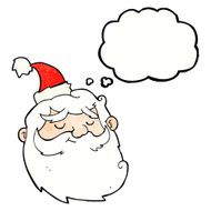 cartoon santa claus face with thought bubble N10