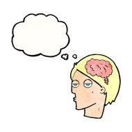 cartoon head with brain symbol thought bubble N41