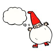 cartoon tiny santa with thought bubble N20