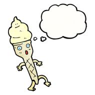 cartoon ice cream with thought bubble N10