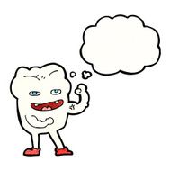 cartoon strong healthy tooth with thought bubble N11