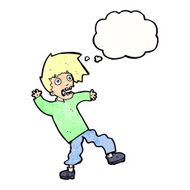 cartoon terrified man with thought bubble N226