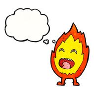 cartoon flame character with thought bubble N11