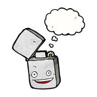 cartoon metal lighter with thought bubble N3