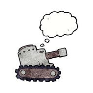 cartoon army tank with thought bubble N7