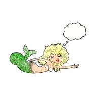 cartoon mermaid with thought bubble N66