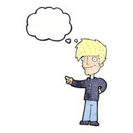 cartoon man pointing with thought bubble N193