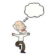 cartoon old man having a fright with thought bubble N7