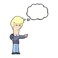 cartoon man pointing with thought bubble N194