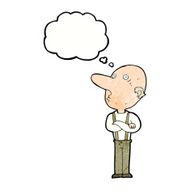 cartoon old man with folded arms thought bubble N10
