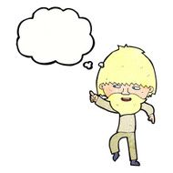 cartoon bearded man pointing and laughing with thought bubble N10