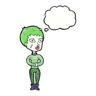cartoon zombie girl with thought bubble N15