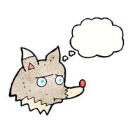 cartoon unhappy wolf with thought bubble N2