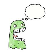 cartoon gross ghost with thought bubble N43
