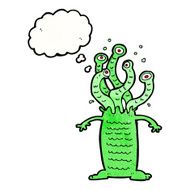 cartoon monster with thought bubble N49