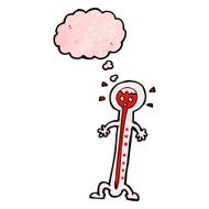cartoon hot thermometer with thought bubble N10