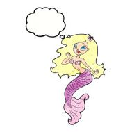 cartoon pretty mermaid with thought bubble N39