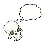 cartoon spooky skull with thought bubble N151