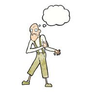 cartoon old man having heart attack with thought bubble N11