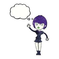 cartoon vampire girl with thought bubble N222