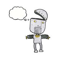 funny cartoon robot with open head thought bubble N10