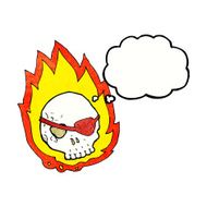 cartoon burning skull with thought bubble N10