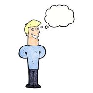 cartoon grinning man with thought bubble N88