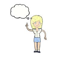 cartoon woman with idea thought bubble N242