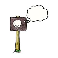 cartoon sign post with thought bubble N8