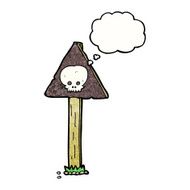 cartoon sign post with thought bubble N9