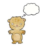 cartoon happy little teddy bear with thought bubble N8
