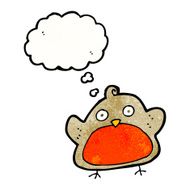 cartoon christmas robin with thought bubble N9