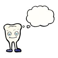 cartoon happy tooth with thought bubble N39