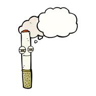 cartoon happy cigarette with thought bubble N11